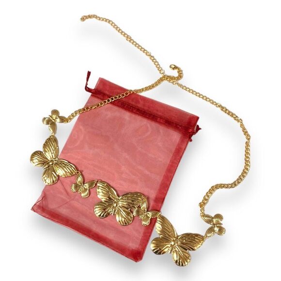 Gold Link Butterflies Adjustable Belly Chain Belt NEW - Picture 3 of 4